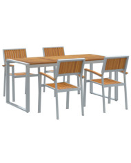 Ensemble de salle à manger de jardin 5 pièces en bois massif d'acacia et métal | Mobilier & Déco