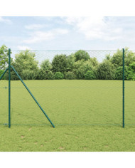 Clôture Hexagonale Verte 1,6x100 m Acier, Poteaux de clôture 13 pcs Vert Ø32 mm 210 cm Acier galvanisé | Mobilier & Déco