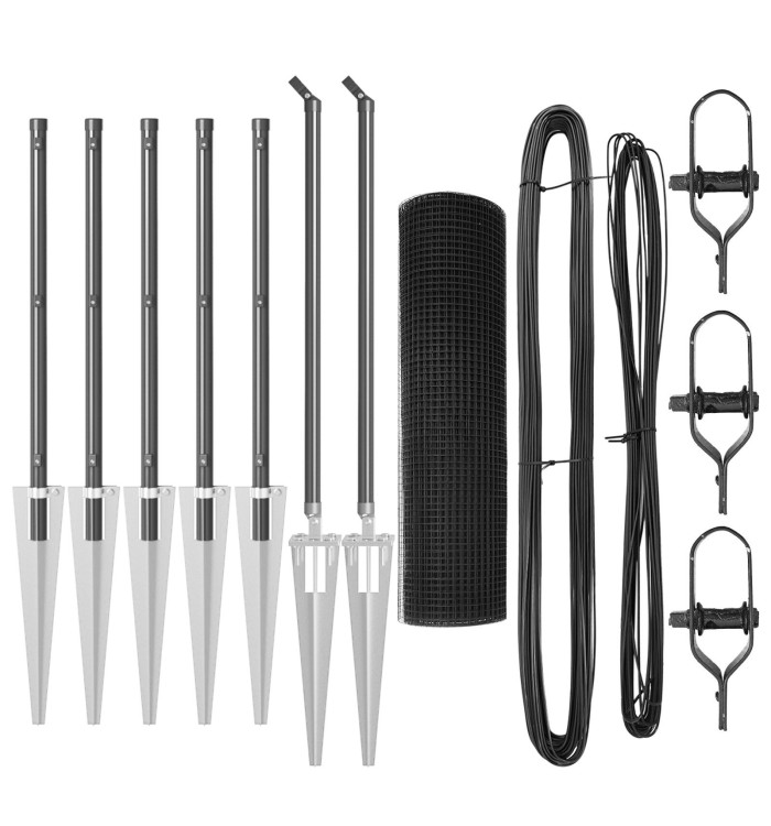 Set de poteaux de clôture Ensemble de 2 Gris Métal 10 x 0.5 m | Mobilier & Déco