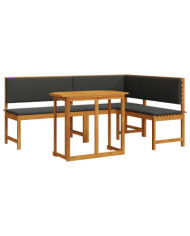 Ensemble Bistro de Jardin 3 Pièces avec Coussins en Bois d'Acacia Massif | Mobilier & Déco