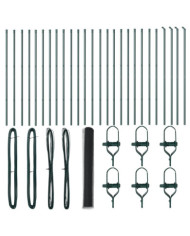 Clôture Hexagonale Grise 1x50 m Acier, Poteaux de Clôture 13 pcs Verts Ø32 mm 150 cm Acier Galvanisé | Mobilier & Déco