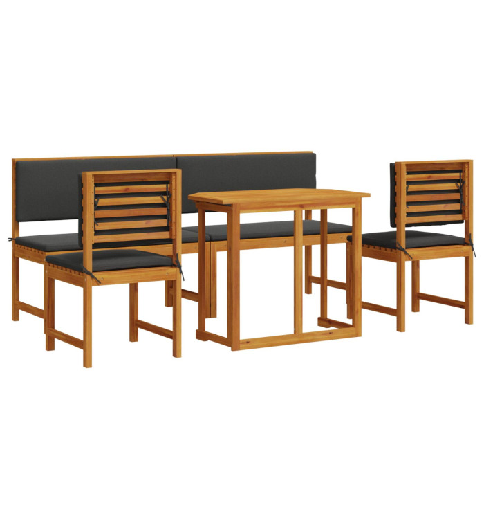 Ensemble de jardin 5 pièces avec coussins en acacia massif | Mobilier & Déco
