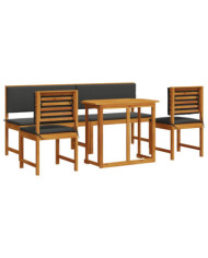 Ensemble de jardin 5 pièces avec coussins en acacia massif | Mobilier & Déco