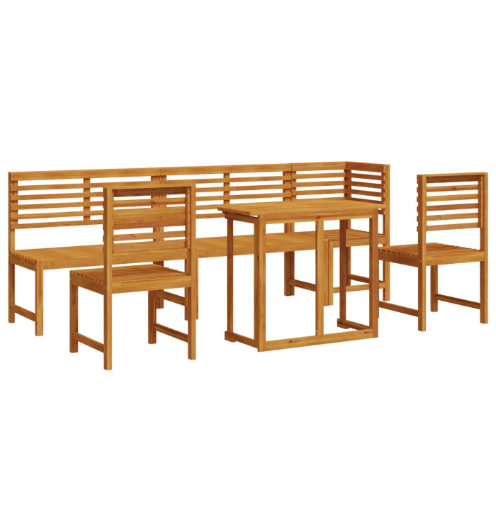 Ensemble de repas de jardin 6 pièces en acacia massif | Mobilier & Déco