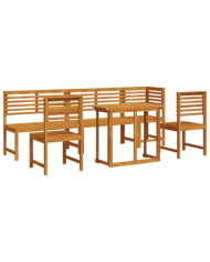 Ensemble de repas de jardin 6 pièces en acacia massif | Mobilier & Déco