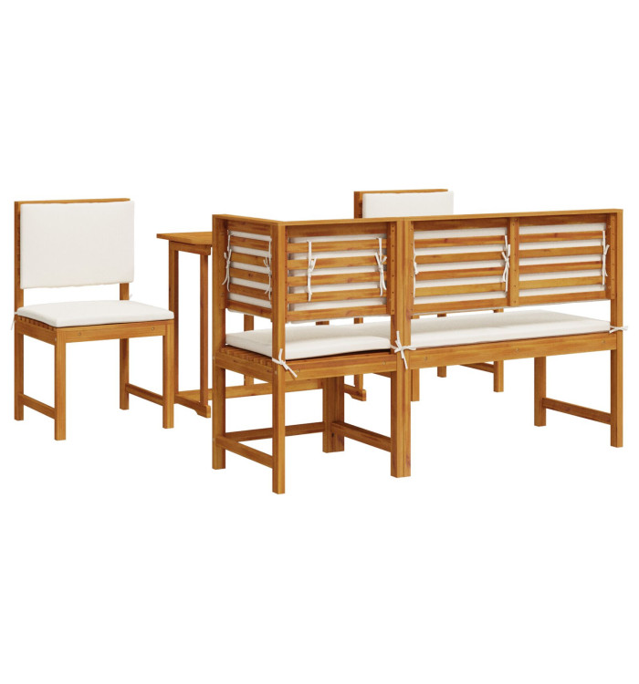 Ensemble de salle à manger de jardin 5 pièces en bois massif d'acacia | Mobilier & Déco