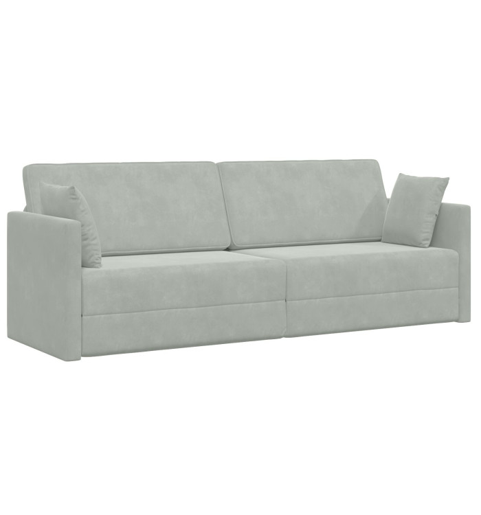 Canapé-lit au sol 2-en-1 Gris clair 213x144x60 cm Velours | Mobilier & Déco