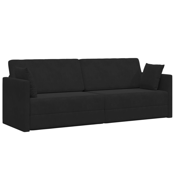 Canapé-Lit 2-en-1 Noir 213x144x60 cm Velours | Mobilier & Déco