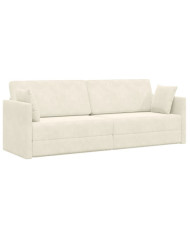 Sofa lit au sol 2-en-1 Crème 213x144x60 cm Velours | Mobilier & Déco