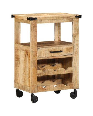 Chariot de cuisine 55x40x80 cm Bois massif manguier brut | Mobilier & Déco
