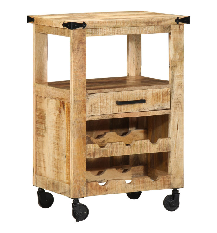 Chariot de cuisine 55x40x80 cm Bois massif manguier brut | Mobilier & Déco
