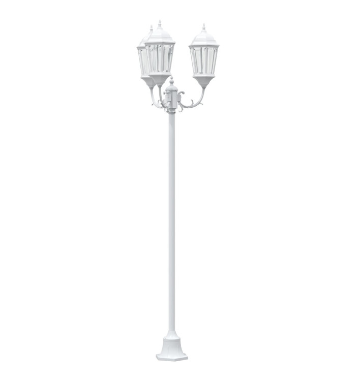 Lampadaire de jardin 3 lampes E27 Blanc 220 cm Aluminium | Mobilier & Déco
