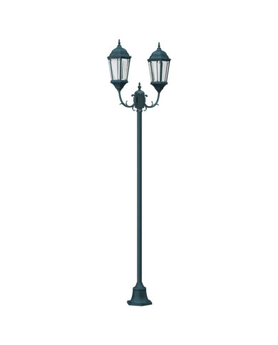 Lampadaire de jardin à 2 lampes E27 Vert 220 cm en aluminium | Mobilier & Déco