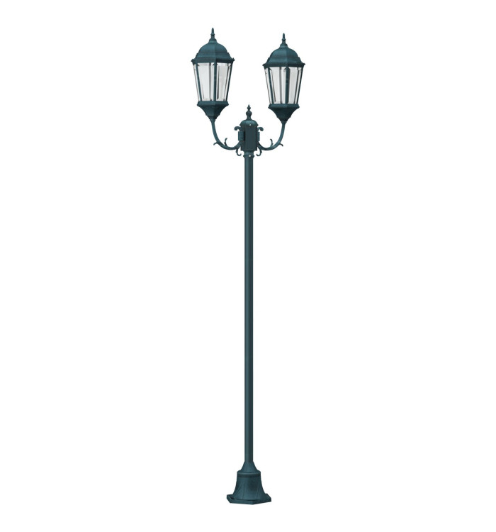 Lampadaire de jardin à 2 lampes E27 Vert 220 cm en aluminium | Mobilier & Déco