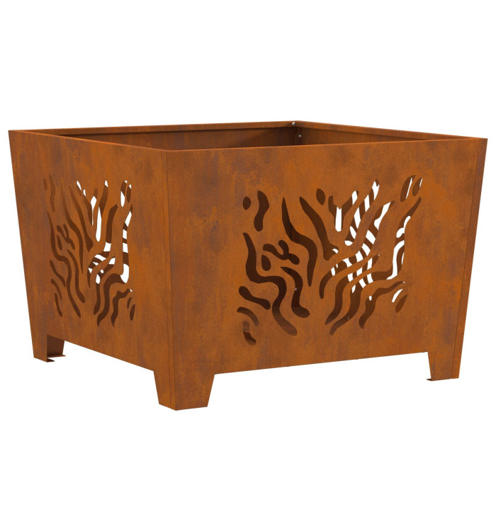 Braise de vieXL Carré 60x60x40 cm en Acier Résistant aux Intempéries | Mobilier & Déco