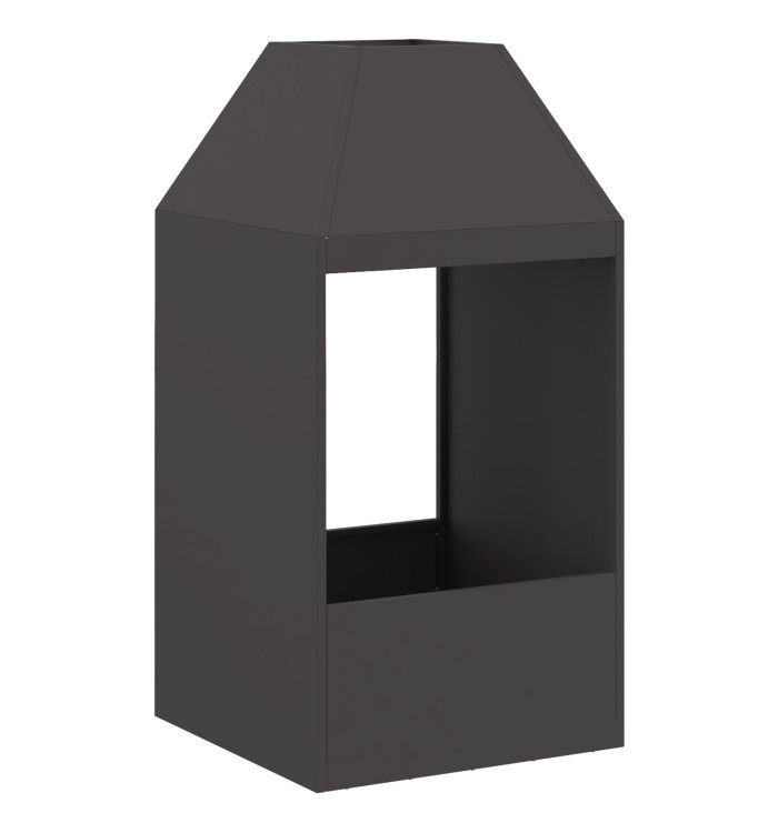 brasero noir 50x50x100 cm en acier | Mobilier & Déco