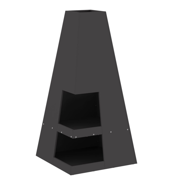 Foyer avec rangement pour bûches Noir 50x50x100 cm Acier | Mobilier & Déco