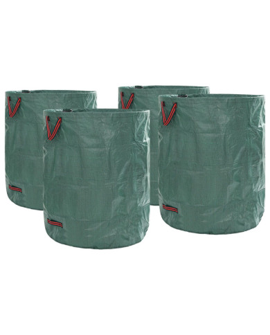 Sacs à déchets de jardin avec poignées 4 pcs pliables ronds verts 500 L | Mobilier & Déco