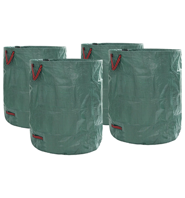 Sacs à déchets de jardin avec poignées 4 pcs pliables ronds verts 500 L | Mobilier & Déco