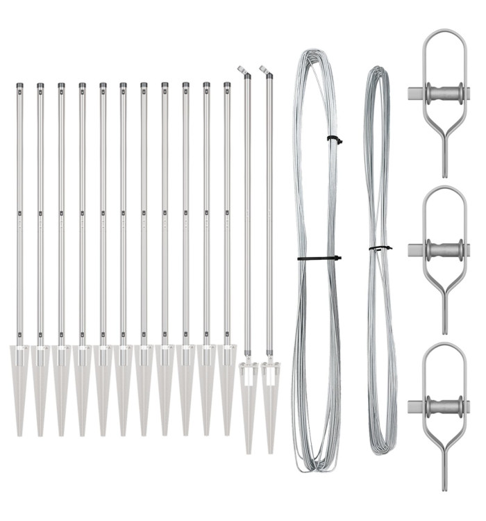 Posts de clôture avec pointe 13 pcs Ø32 mm 140 cm Acier galvanisé | Mobilier & Déco