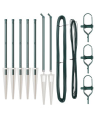 Poteaux de clôture avec piquet 7 pcs Ø32 mm 120 cm en acier galvanisé | Mobilier & Déco