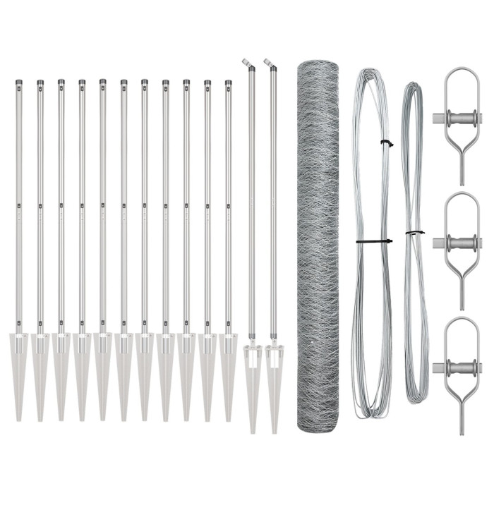Ensemble de Clôture 2 Poteaux Acier Galvanisé | Mobilier & Déco