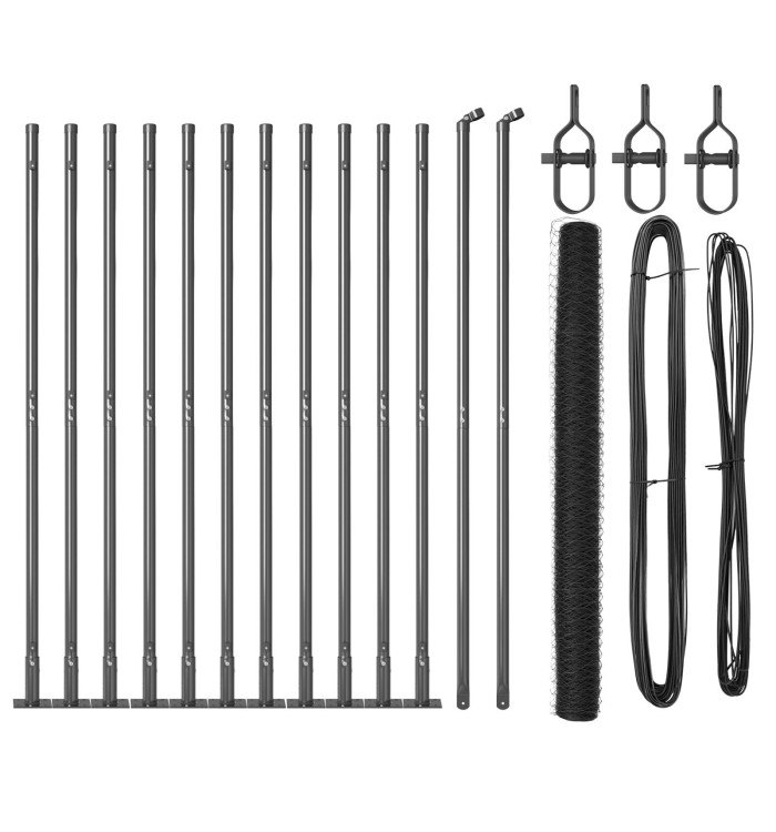 Set de clôture Lot de 2 Gris Acier 25 x 1,5 m Durable | Mobilier & Déco