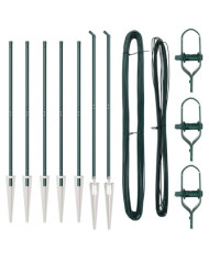 Poteaux de clôture avec piquet 7 pcs Ø32 mm 140 cm Acier galvanisé | Mobilier & Déco