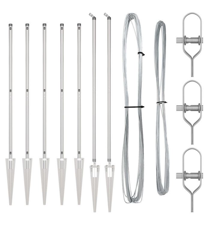 Poteaux de clôture avec picots 7 pcs Ø32 mm 180 cm Acier galvanisé | Mobilier & Déco