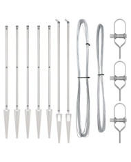 Poteaux de clôture avec picots 7 pcs Ø32 mm 180 cm Acier galvanisé | Mobilier & Déco