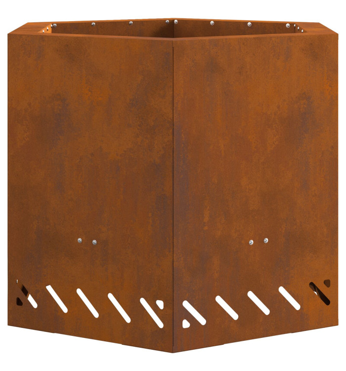 Foyer sans Fumée Hexagonal 58x58x51 cm en Acier Résistant aux Intempéries | Mobilier & Déco