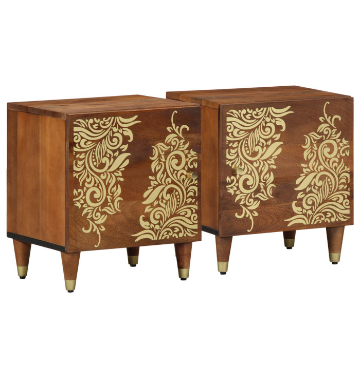 Tables de chevet 2 pcs 40x33x46 cm en bois solide de mangue | Mobilier & Déco