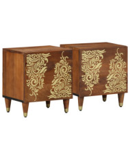 Tables de chevet 2 pcs 40x33x46 cm en bois solide de mangue | Mobilier & Déco