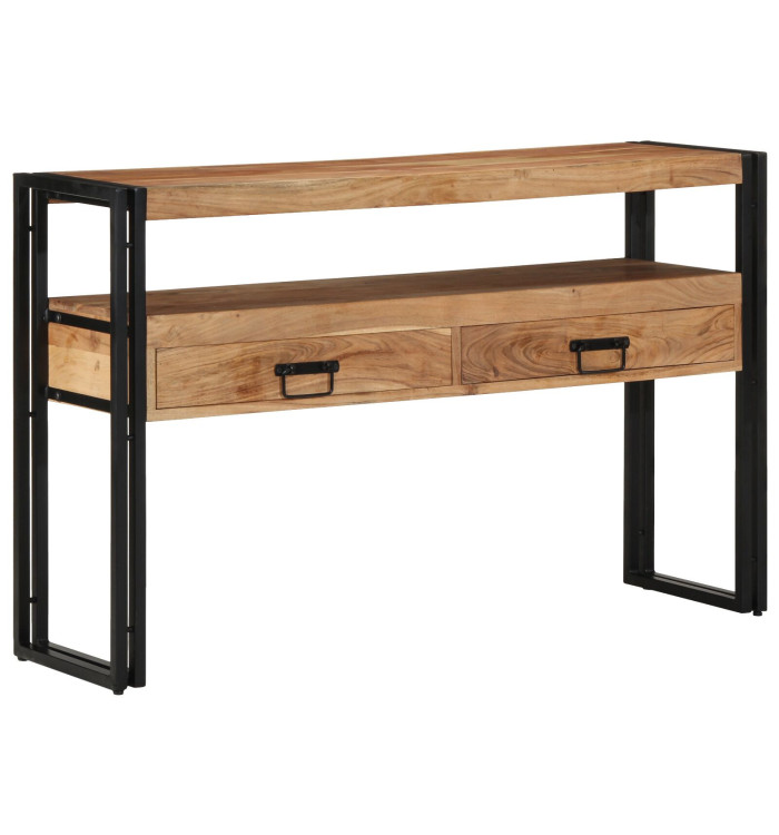Tables d'appoint  Noires 120x33x75 cm en Bois d'Acacia Massif et Métal | Mobilier & Déco