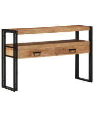 Tables d'appoint  Noires 120x33x75 cm en Bois d'Acacia Massif et Métal | Mobilier & Déco