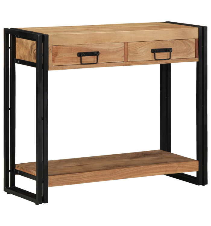 Table Console  Noire 90x33x75 cm en Acacia Massif et Métal | Mobilier & Déco