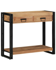Table Console  Noire 90x33x75 cm en Acacia Massif et Métal | Mobilier & Déco