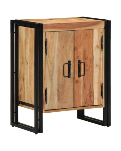 Meuble à chaussures Noir 30x30x40 cm en bois d'acacia massif et acier | Mobilier & Déco