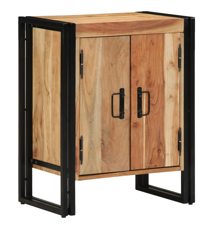 Meuble à chaussures  Noir 30x30x40 cm en bois d'acacia massif et acier | Mobilier & Déco