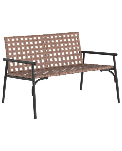Banc de jardin Noir 113x79x75 cm en poly rattan | Mobilier & Déco