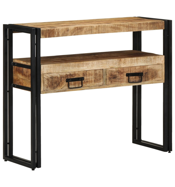Tables d'appoint Noires 90x33x75 cm en Bois de manguier massif et Métal | Mobilier & Déco