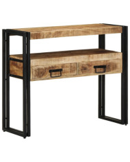 Tables d'appoint Noires 90x33x75 cm en Bois de manguier massif et Métal | Mobilier & Déco