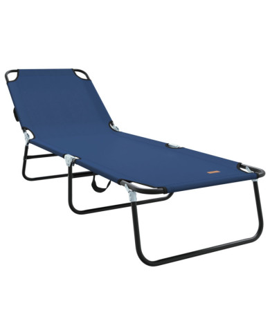 Chaise Longue Pliante Portable Bleue en Tissu Oxford 600D | Mobilier & Déco