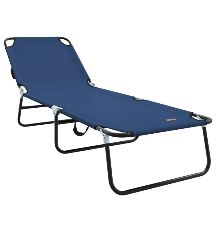 Chaise Longue Pliante Portable Bleue en Tissu Oxford 600D | Mobilier & Déco