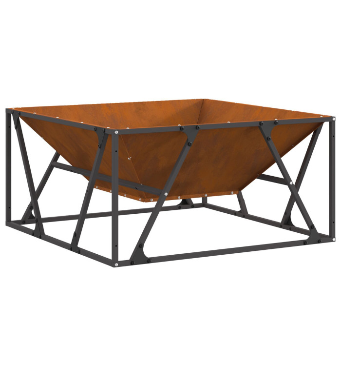 foyer Carré 80x80x40 cm en acier résistant aux intempéries | Mobilier & Déco