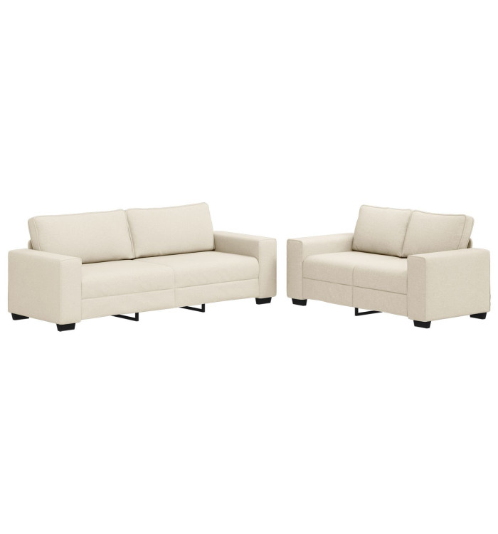 Ensemble de canapé 2 pièces avec coussins en lin | Mobilier & Déco