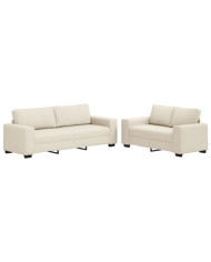 Ensemble de canapé 2 pièces avec coussins en lin | Mobilier & Déco