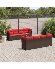 Salon de jardin avec coussins 9 pcs marron résine tressée | Mobilier & Déco