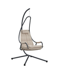 Chaise Suspendue avec Support et Coussin Taupe Acier | Mobilier & Déco