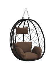 Chaise œuf suspendue couleur café en rotin poly sans support | Mobilier & Déco